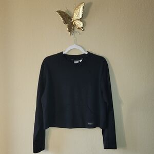 Black Women's PUMA Long Sleeve Crop Top